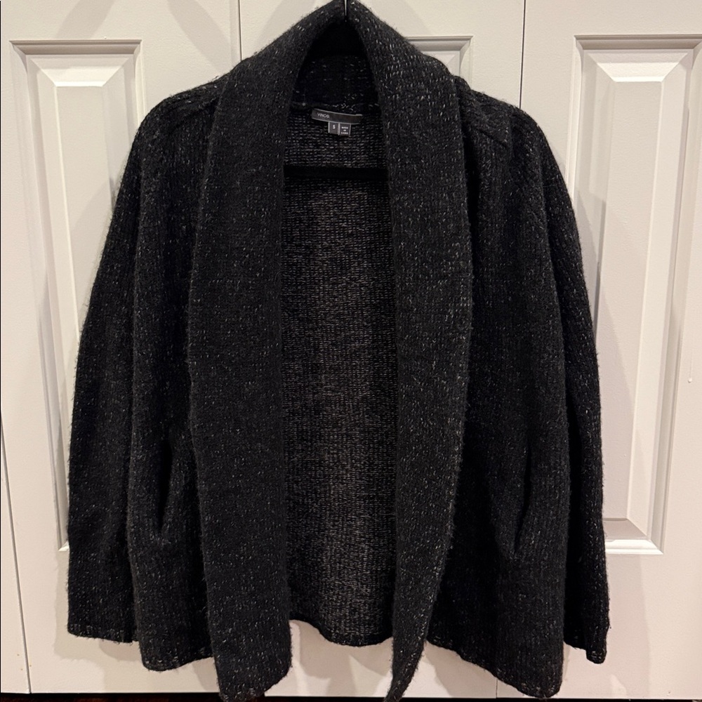 Vince charcoal wool cashmere silk open front cardigan sweater size small